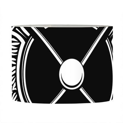 Lacrosse Sticks And Ornate Wing Print Drum Lamp Shade