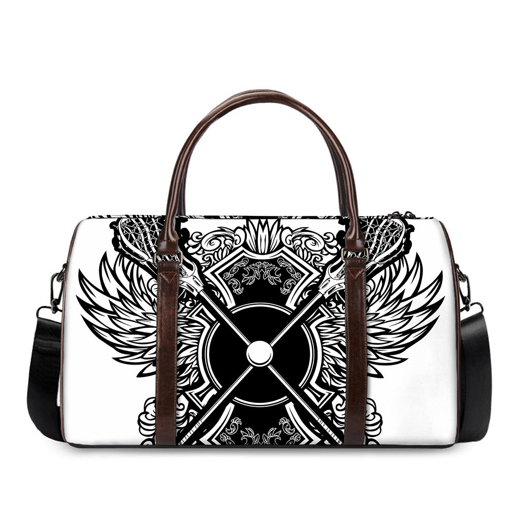 Lacrosse Sticks And Ornate Wing Print Duffle Bag