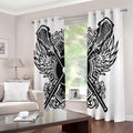 Lacrosse Sticks And Ornate Wing Print Extra Wide Grommet Curtains