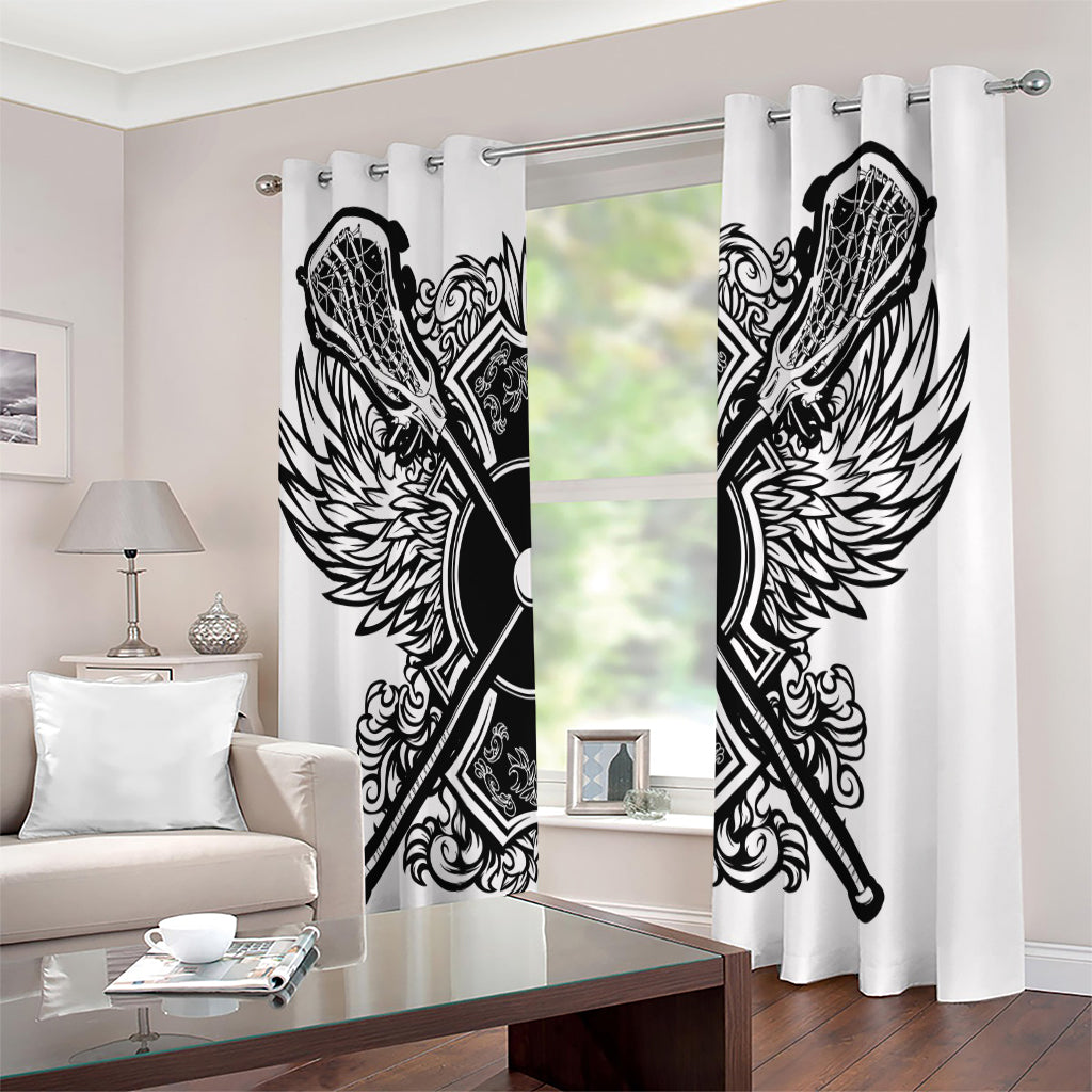 Lacrosse Sticks And Ornate Wing Print Extra Wide Grommet Curtains