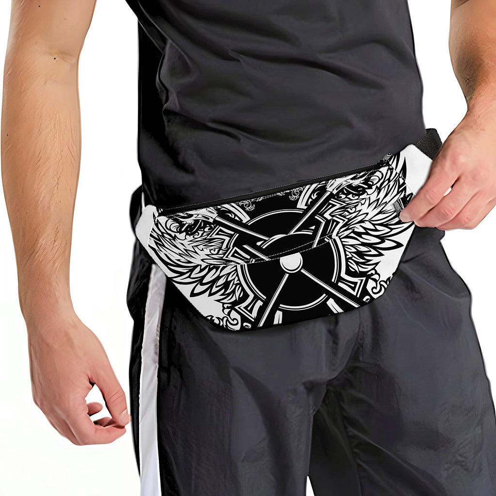 Lacrosse Sticks And Ornate Wing Print Fanny Pack