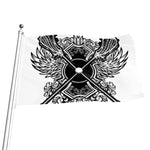 Lacrosse Sticks And Ornate Wing Print Flag