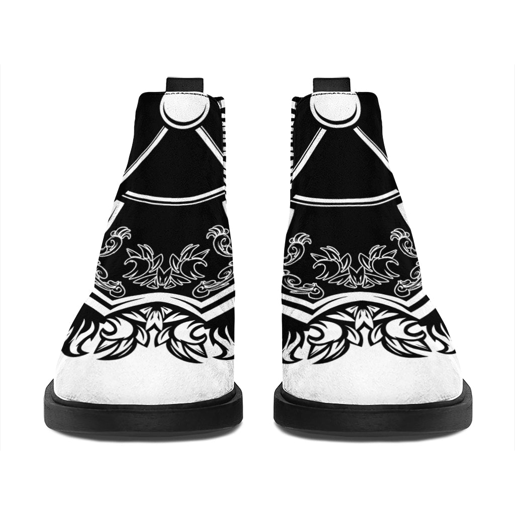 Lacrosse Sticks And Ornate Wing Print Flat Ankle Boots