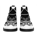 Lacrosse Sticks And Ornate Wing Print Flat Ankle Boots