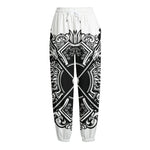 Lacrosse Sticks And Ornate Wing Print Fleece Lined Knit Pants