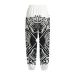 Lacrosse Sticks And Ornate Wing Print Fleece Lined Knit Pants