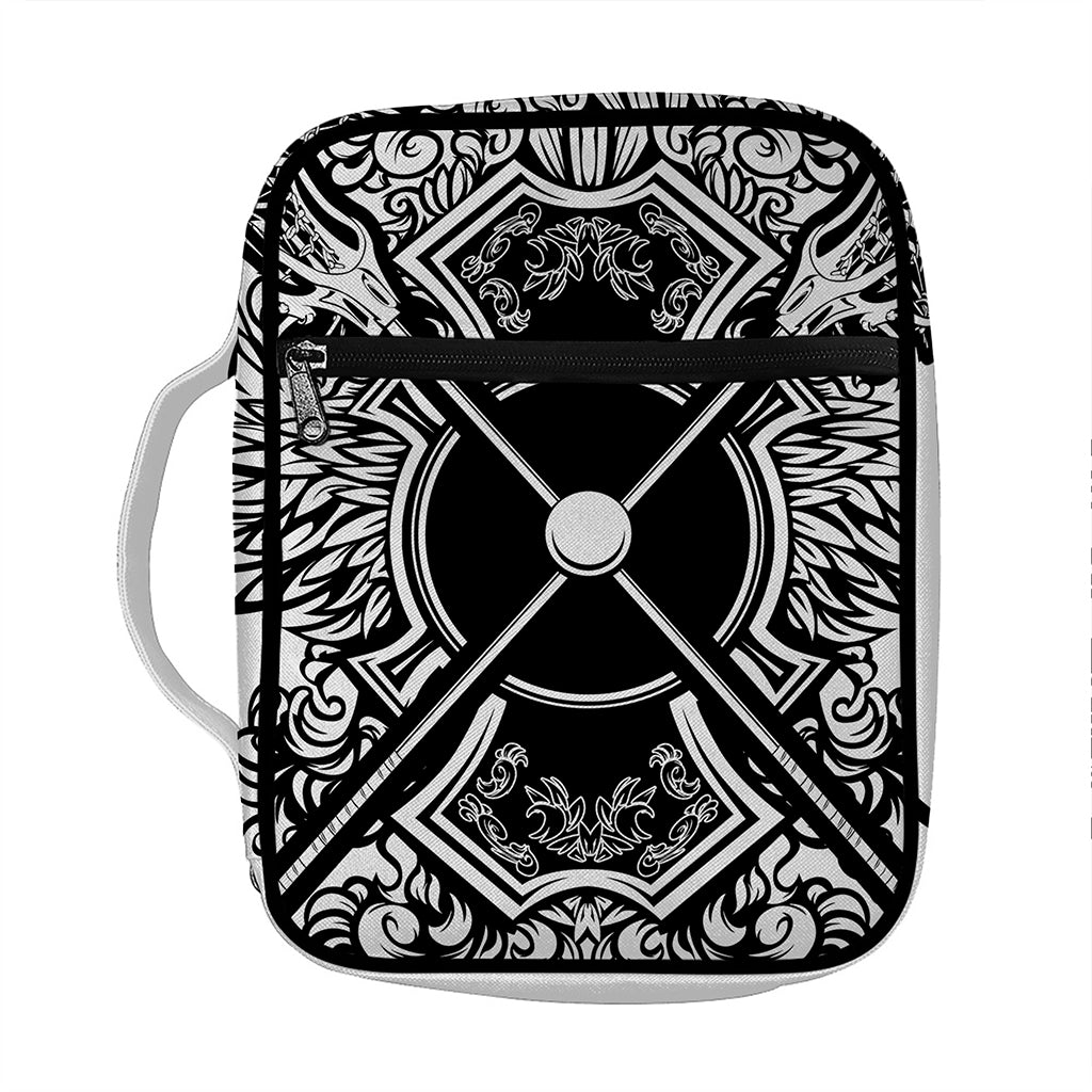 Lacrosse Sticks And Ornate Wing Print Front Pocket Bible Bag