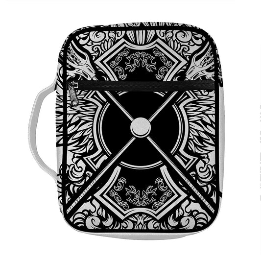Lacrosse Sticks And Ornate Wing Print Front Pocket Bible Bag