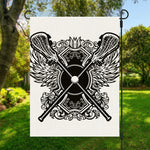 Lacrosse Sticks And Ornate Wing Print Garden Flag