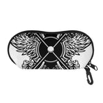Lacrosse Sticks And Ornate Wing Print Glasses Case