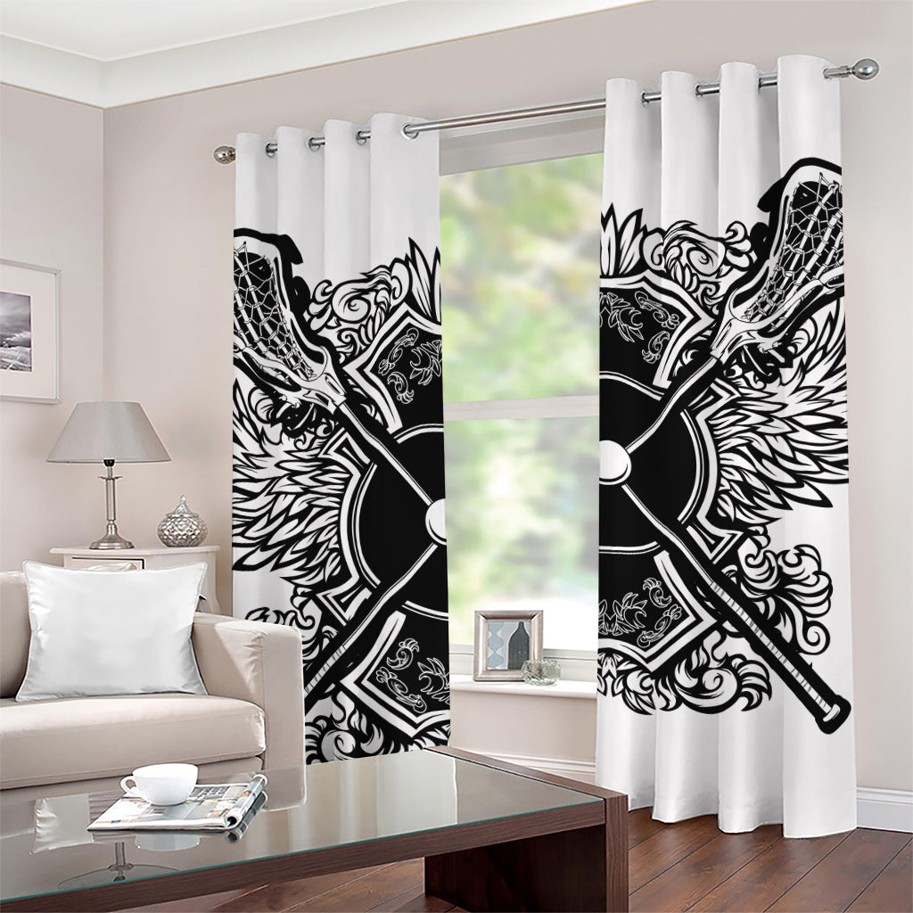 Lacrosse Sticks And Ornate Wing Print Grommet Curtains