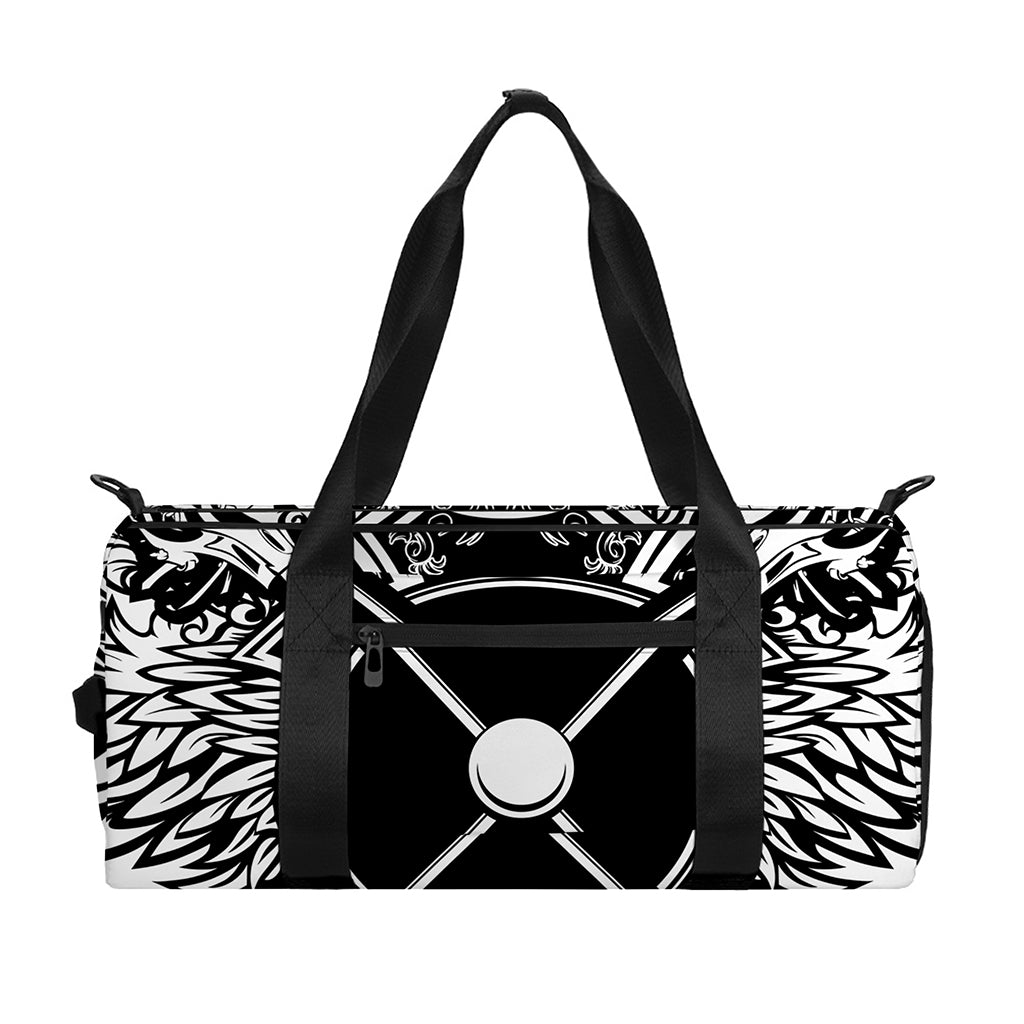 Lacrosse Sticks And Ornate Wing Print Gym Bag