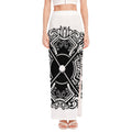 Lacrosse Sticks And Ornate Wing Print High Slit Maxi Skirt