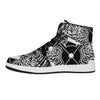 Lacrosse Sticks And Ornate Wing Print High Top Leather Sneakers