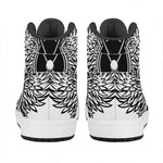 Lacrosse Sticks And Ornate Wing Print High Top Leather Sneakers