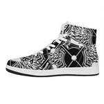 Lacrosse Sticks And Ornate Wing Print High Top Leather Sneakers