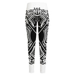 Lacrosse Sticks And Ornate Wing Print High-Waisted Pocket Leggings