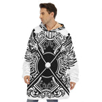 Lacrosse Sticks And Ornate Wing Print Hoodie Blanket