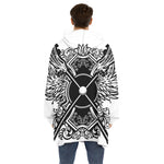 Lacrosse Sticks And Ornate Wing Print Hoodie Blanket