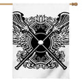 Lacrosse Sticks And Ornate Wing Print House Flag