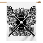 Lacrosse Sticks And Ornate Wing Print House Flag