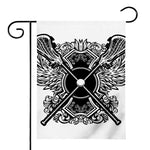 Lacrosse Sticks And Ornate Wing Print House Flag