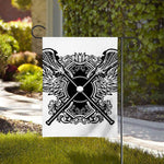 Lacrosse Sticks And Ornate Wing Print House Flag