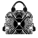 Lacrosse Sticks And Ornate Wing Print Insulated Lunch Bag