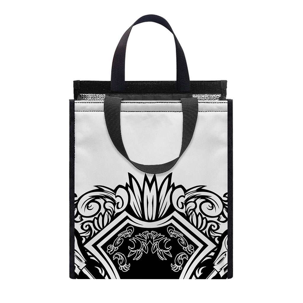 Lacrosse Sticks And Ornate Wing Print Insulated Lunch Tote