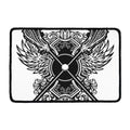Lacrosse Sticks And Ornate Wing Print Kitchen Mat