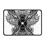 Lacrosse Sticks And Ornate Wing Print Kitchen Mat
