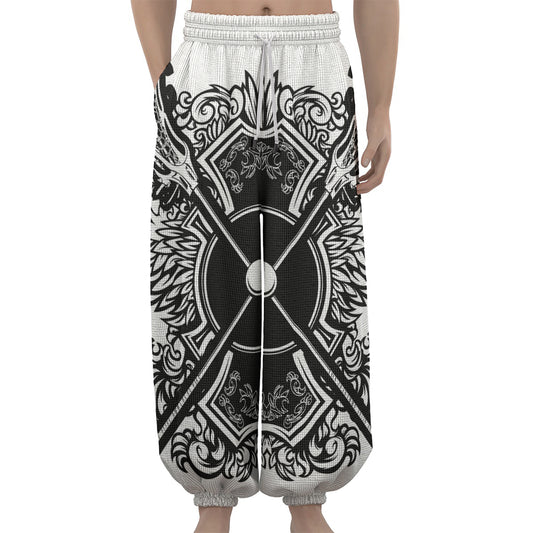 Lacrosse Sticks And Ornate Wing Print Lantern Pants