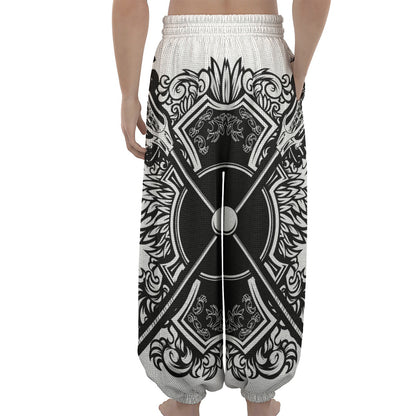 Lacrosse Sticks And Ornate Wing Print Lantern Pants