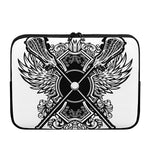 Lacrosse Sticks And Ornate Wing Print Laptop Sleeve
