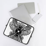 Lacrosse Sticks And Ornate Wing Print Laptop Sleeve