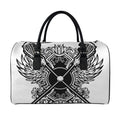 Lacrosse Sticks And Ornate Wing Print Leather Duffel Bag