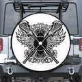 Lacrosse Sticks And Ornate Wing Print Leather Spare Tire Cover