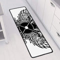 Lacrosse Sticks And Ornate Wing Print Long Kitchen Mat