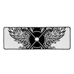 Lacrosse Sticks And Ornate Wing Print Long Kitchen Mat