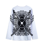 Lacrosse Sticks And Ornate Wing Print Long Sleeve Short Coat