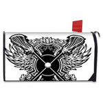 Lacrosse Sticks And Ornate Wing Print Mailbox Cover