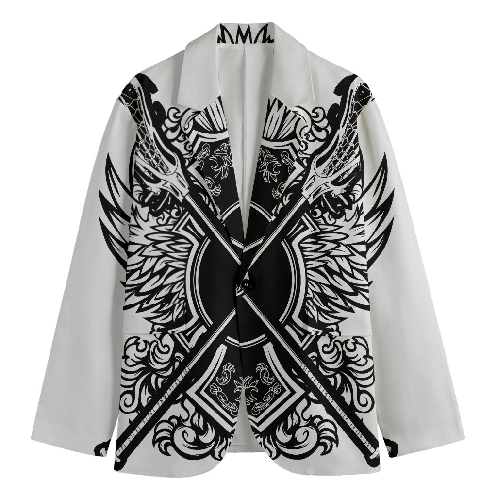 Lacrosse Sticks And Ornate Wing Print Men's Blazer