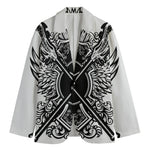 Lacrosse Sticks And Ornate Wing Print Men's Blazer