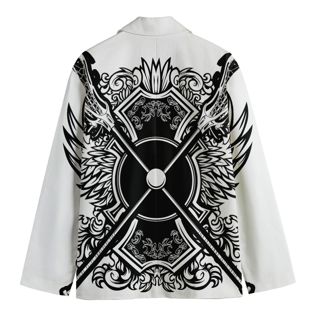 Lacrosse Sticks And Ornate Wing Print Men's Blazer