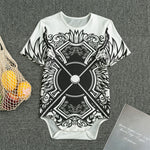 Lacrosse Sticks And Ornate Wing Print Men's Bodysuit