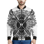 Lacrosse Sticks And Ornate Wing Print Men's Bomber Jacket