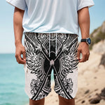 Lacrosse Sticks And Ornate Wing Print Men's Cargo Shorts