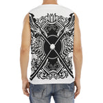 Lacrosse Sticks And Ornate Wing Print Men's Fitness Tank Top