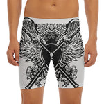 Lacrosse Sticks And Ornate Wing Print Men's Long Boxer Briefs