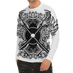 Lacrosse Sticks And Ornate Wing Print Men's Long Sleeve Rash Guard